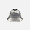 Front view of the apricot Classic Striped Rugby T-shirt in a gray background