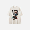 Front view of the beige Bear Essence T-shirt in a gray background