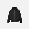 Front view of the black Classic Zip-Up Hoodie in a gray background