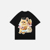 Front view of the black Kitty Chronicles T-Shirt in a gray background