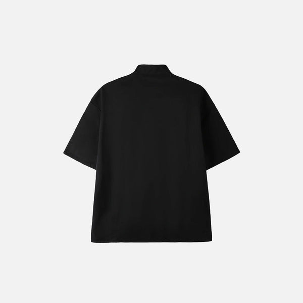 Mandarin Collar Noir Womens Blouse alternatif görünüm