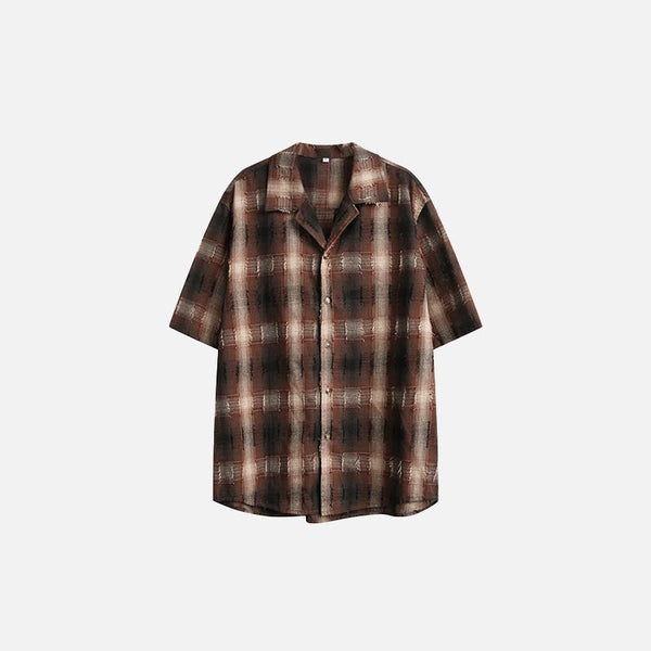 Womens Plaid Easy Short Sleeve Top alternatif görünüm