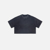 Front view of the black Casual Washed Women's T-shirt in a gray background