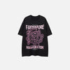 Front view of the black Hallucination Anime Girl T-shirt in a gray background 