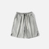 Front view of the grey Casual Solid Sports Denim Shorts in a gray background