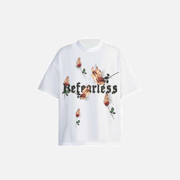 Laid-Back Garden-Print Burning T-Shirt alternatif görünüm