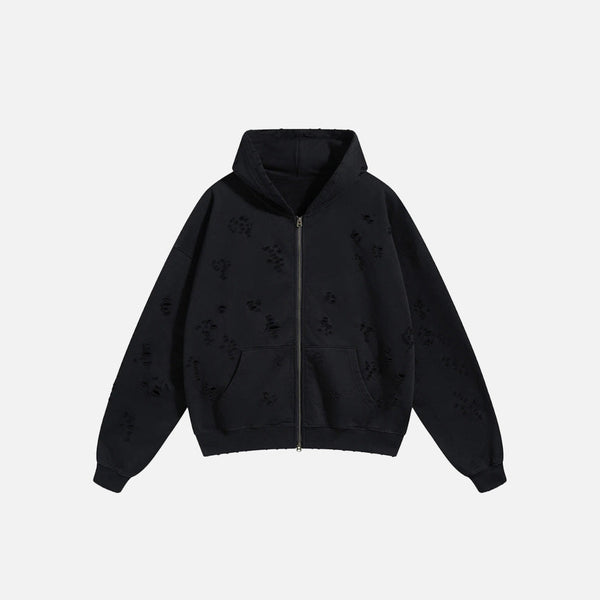 2000s Torn Tracks Zip-Up Sweatshirt alternatif görünüm