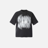Block-Style Drop-Shoulder Print Illustrated Noir-Edge T-Shirt
