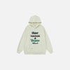 Front view of the beige Y2k Laser Lamp Graphic Hoodie in a gray background