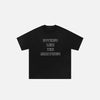 Front view of the black white Oversized Loose Letter Embroidered T-shirt in a gray background