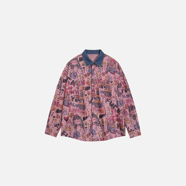 Toon Tag All-Over Print Shirt alternatif görünüm