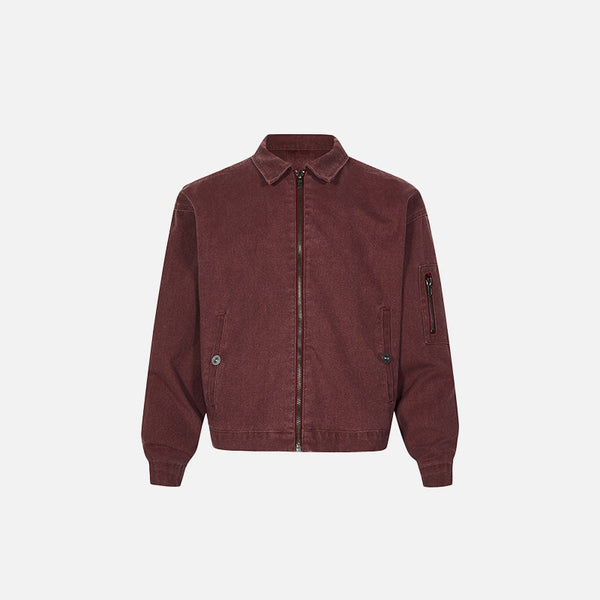 2000s Relaxed Zip-Up Denim Jacket alternatif görünüm