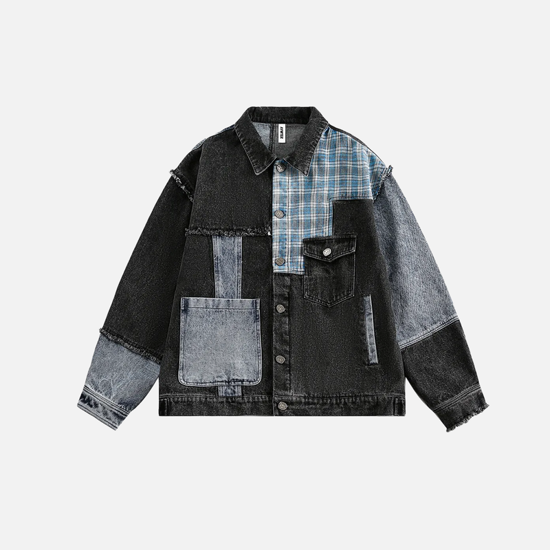 Classic Oversized Relaxed Mosaic Denim Jacket