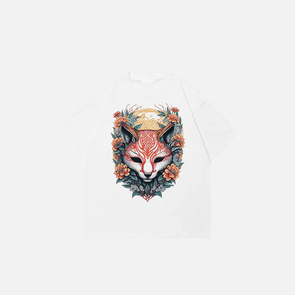Ancient Fox Print Illustrated T-Shirt alternatif görünüm