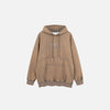 Front view of the khaki Loose Streamline Hoodie in a gray background