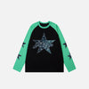 Star Block Denim Mixed Top