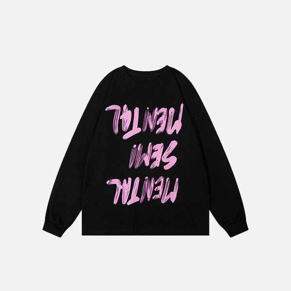 Print Letter Reversed Long Sleeve T-Shirt