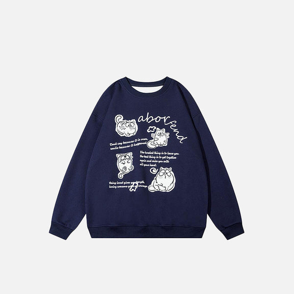Scholar Cat Print Sweatshirt alternatif görünüm