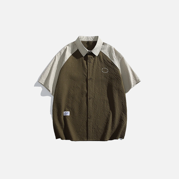 Mixed Panel Street Oversize Short Shirt