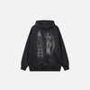 Front view of the gray Abstract Graffiti Hoodie in a gray background