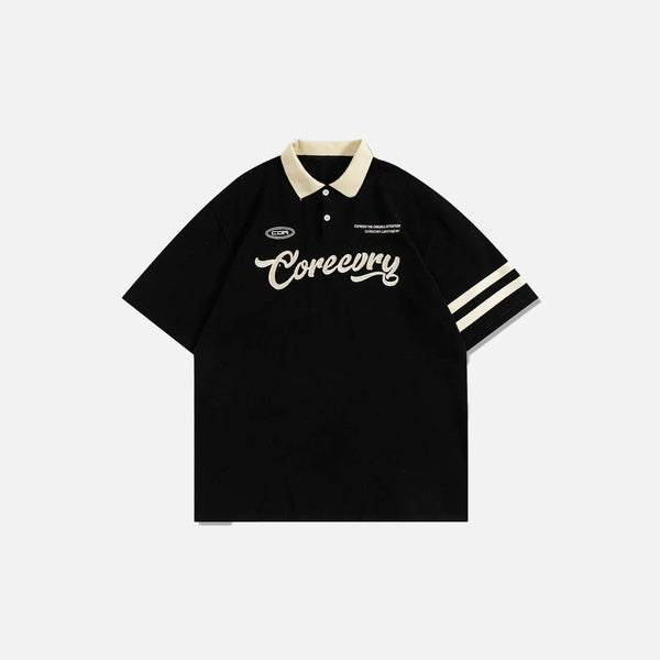 Spliced Sport-Collar Throwback T-Shirt alternatif görünüm