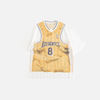 Fake Two Piece Artwork Print V-Neck Basketball T-Shirt