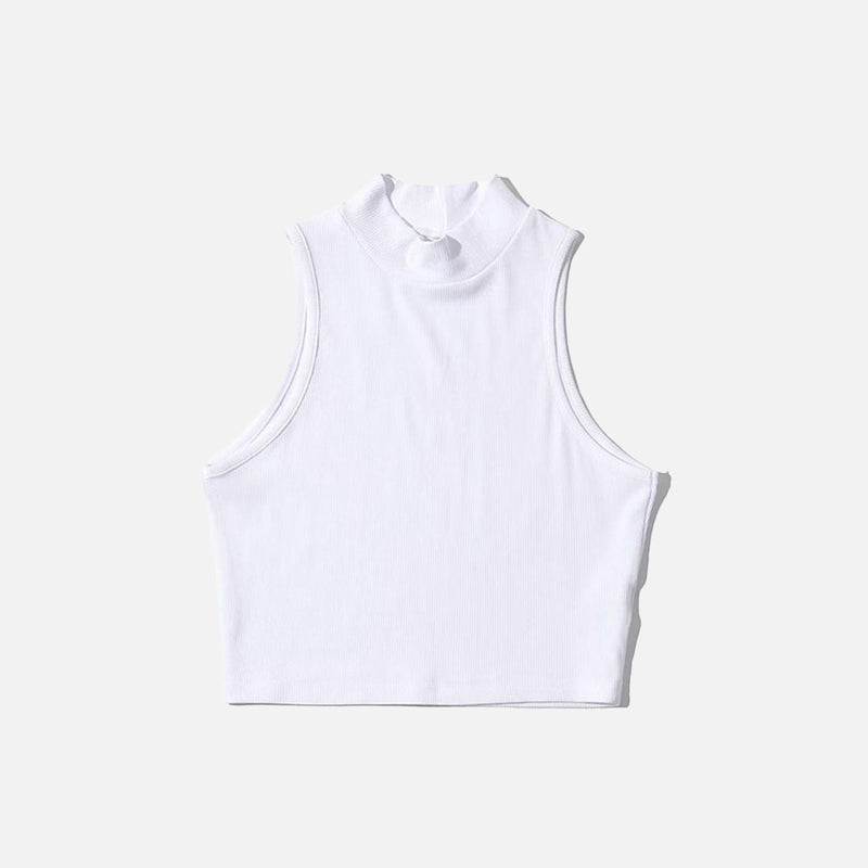 Sleeveless Neck High Crop Top