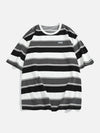 Drop-Shoulder Bar-Print T-Shirt