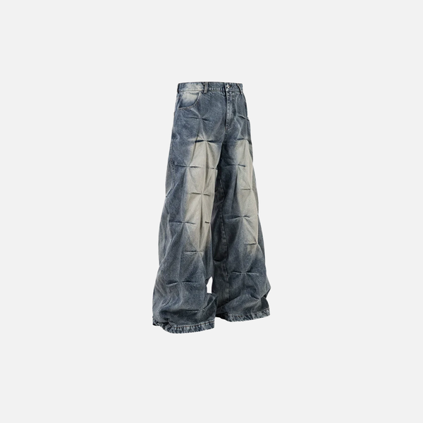 Modern Designer Relaxed Pintuck Denim Bell Leg Denim