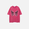 Women Metamorphosis Patch Wide-Body Cute Distress-Washed T-Shirt