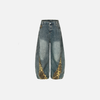 2000s Heritage Mosaic Wild Print Bell Leg Denim