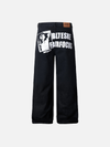 Heritage Style Letter Print Rinse Denim