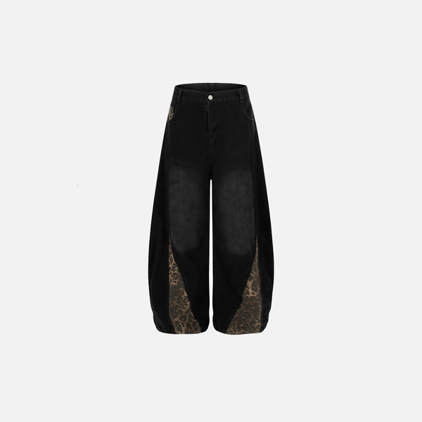 2000s Heritage Mosaic Wild Print Bell Leg Denim