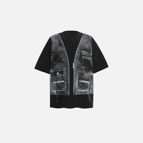Aged Designed Denim Tank T-Shirt