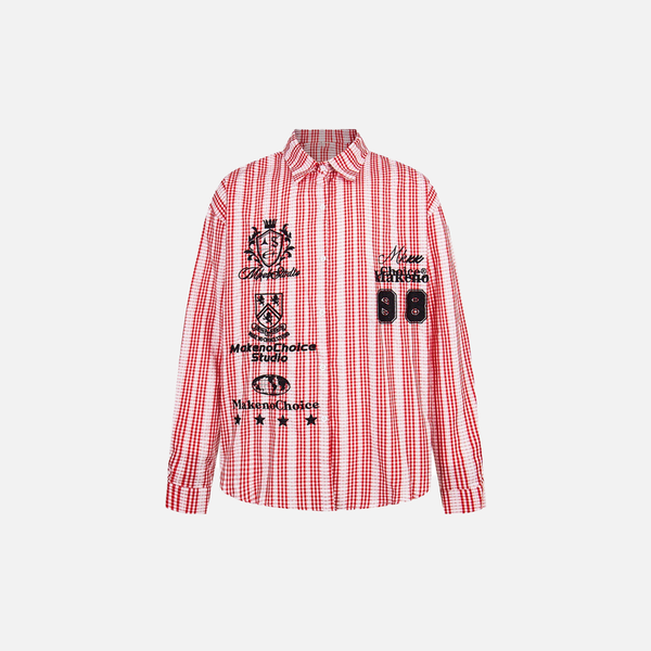 Badge Patch Embroidered Plaid Shirt