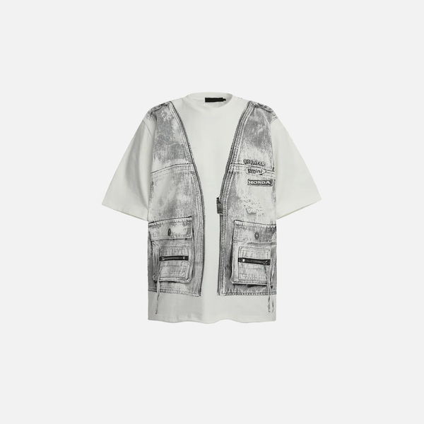 Aged Designed Denim Tank T-Shirt alternatif görünüm