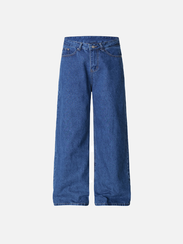 Heritage Style Letter Print Rinse Denim
