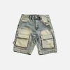 Blown Out Cargo Denim Shorts