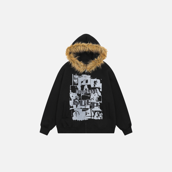 Fur Trim Boxy Street Hood alternatif görünüm