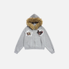 Heart Zip Fur Hood Sweatshirt