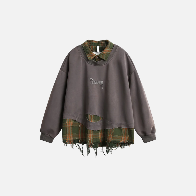 Stitch Torn Splice Long Sleeve