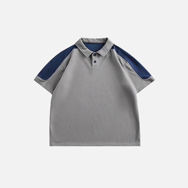Freedom-State Style Old School Color Block Sport-Collar Off-Duty T-Shirt alternatif görünüm