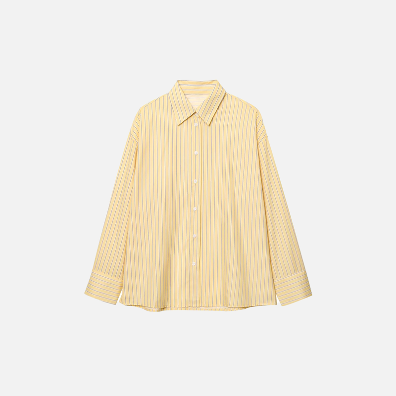Classic Button-Front Stripe Woven Top