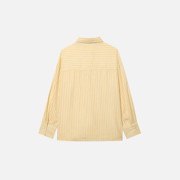 Classic Button-Front Stripe Woven Top alternatif görünüm