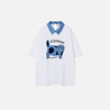 Embroidery Turn Down Collar Patch Nine-Lives Hip Hop T-Shirt
