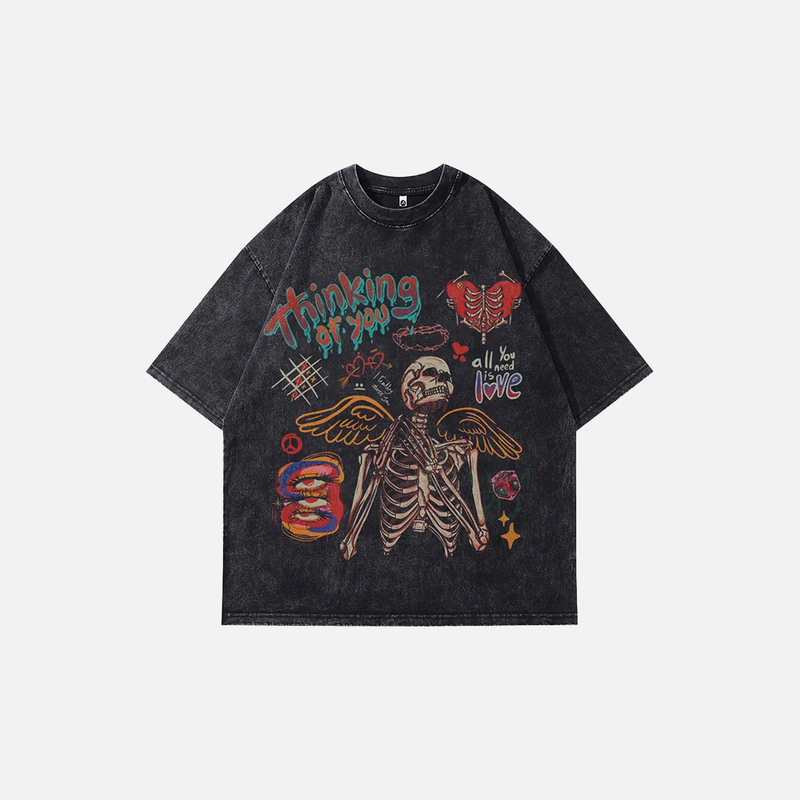 Torn-Vibe Retro-Faded Black Print Print T-Shirt