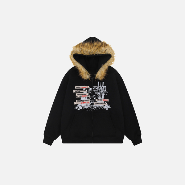 Detach Fur Boxy Zip Hoodie alternatif görünüm