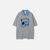 Embroidery Turn Down Collar Patch Nine-Lives Hip Hop T-Shirt