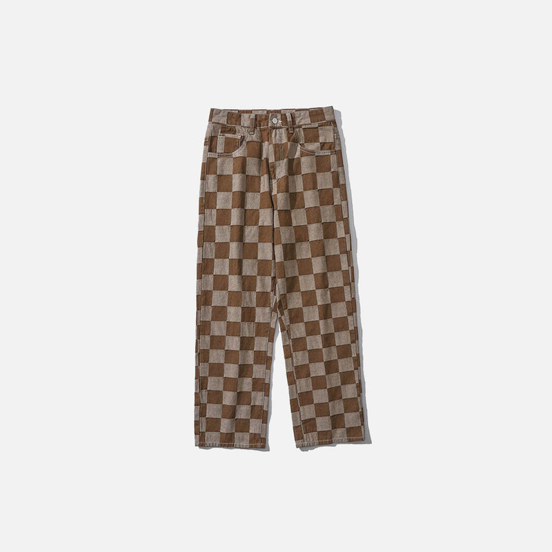 Brown Plaid Denim