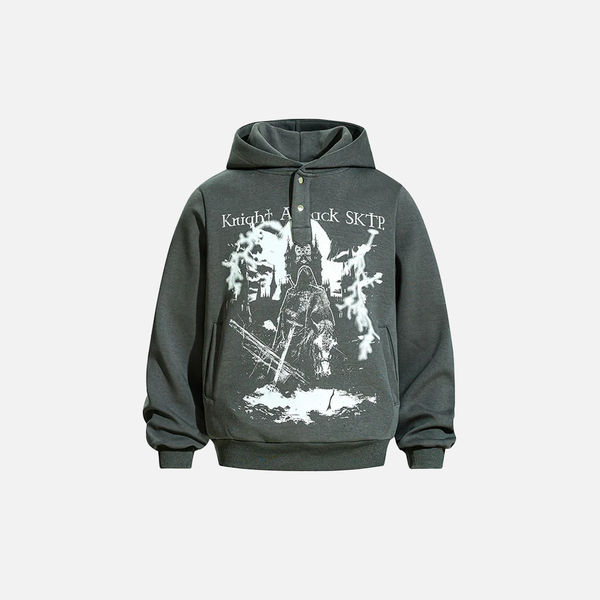 Dark Print Durable Boxy Hood alternatif görünüm